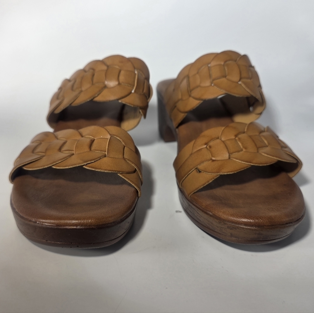 BØC Born Concept Women’s 9 Brown Leather Braided Slide Sandals Comfort Platform - Picture 5 of 8